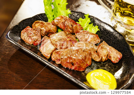 Delicious freshly grilled liver 129977584