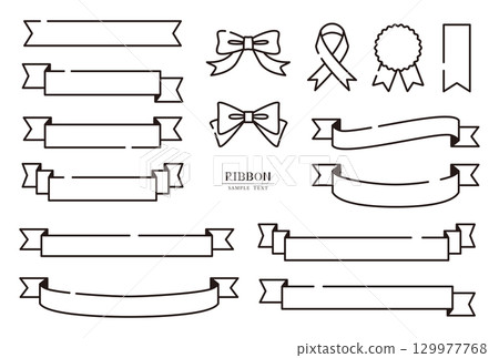 Simple black and white line drawing obi ribbon set Simple black and white line drawing obi ribbon set 129977768