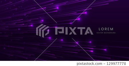 Abstract glowing neon purple lines on dark purple background. 129977778