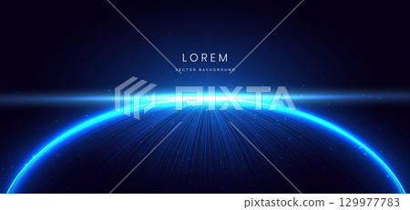 Futuristic blue light lines curved on dark background with lighting effect and sparkle. Futuristic blue light lines curved on dark background with lighting effect and sparkle. 129977783
