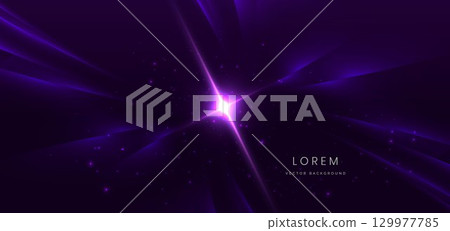 Abstract glowing neon purple light ray on dark purple background. Abstract glowing neon purple light ray on dark purple background. 129977785