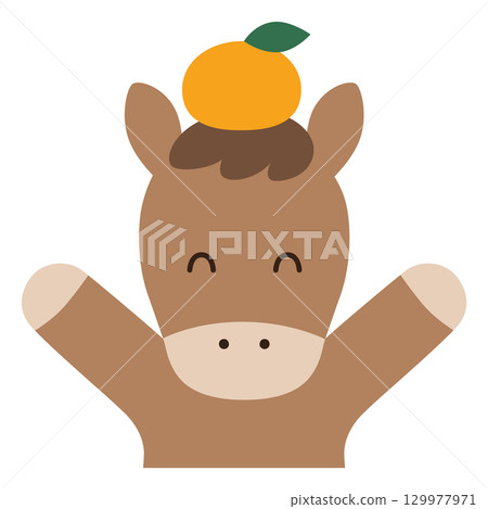 Cute horse vector illustration. Zodiac, zodiac, horse, loose, icon, mandarin orange, horse, Year of the Horse, New Year's card 129977971