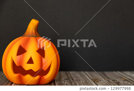 Halloween Background. Halloween Jack O Lantern on Black Background. 129977998