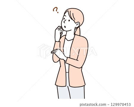 Thinking businesswoman upper body 129978453