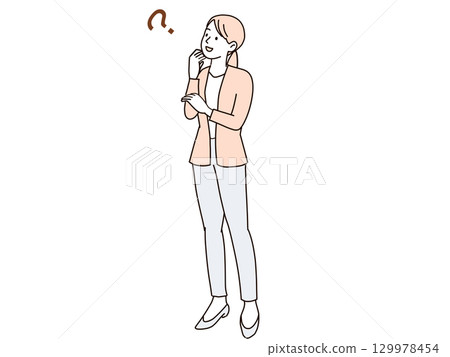 思考的女商人全身 129978454