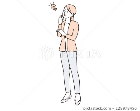 A businesswoman with an idea, whole body 129978456