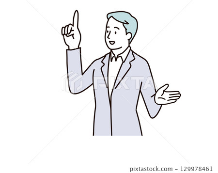 一名男子指點解釋，上身 129978461