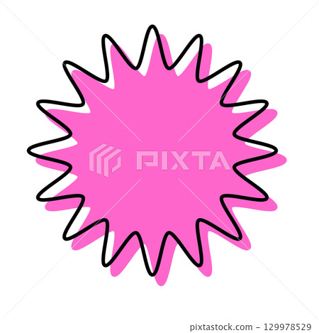 A simple speech bubble with misaligned lines and rounded, jagged shapes 129978529