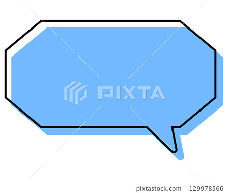 A simple, misaligned speech bubble in a long, octagonal shape 129978566