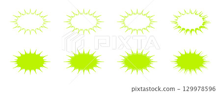 Simple elongated jagged shape speech bubble set 129978596