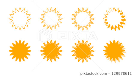 Simple rounded jagged shape speech bubble set 129978611