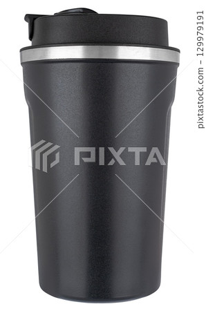 Compact thermos mug with a sealed lid for everyday use. 129979191