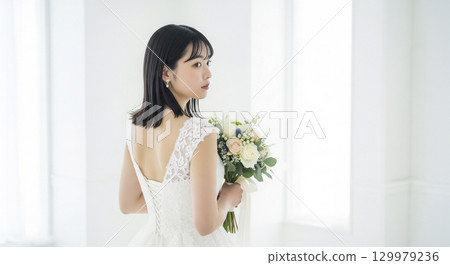 教堂婚禮新娘特寫新娘照 129979236