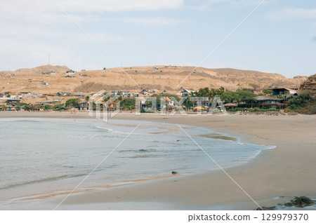 Mancora, Piura - Peru - April 2 2025 main avenue of the town  129979370