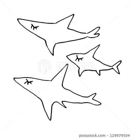 Parent and child sharks 129979504