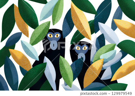 森林中的眼鏡猴的藝術插圖 129979549