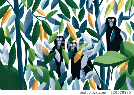 Artistic illustration of a tarsier in the forest 129979550