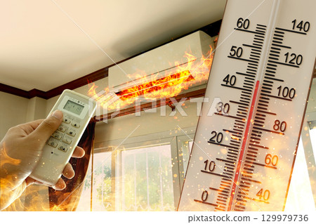 夏季電費上漲圖片 空調在高溫下消耗大量電力 129979736