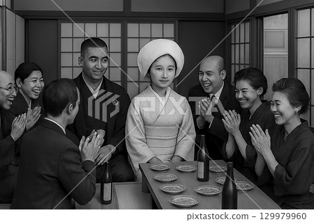 昭和時代的場景:鄉村婚禮招待會 昭和時代的場景:鄉村婚禮招待會 129979960