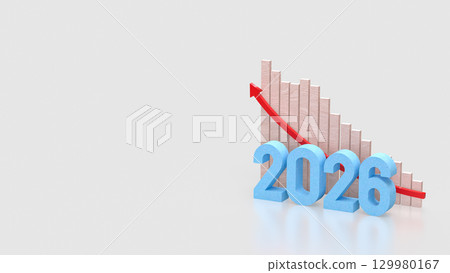 The 2026 for New year or Business Plan concept 3d Rendering. 129980167