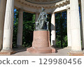 Bronze Seated Statue in Neoclassical Rotunda 129980456