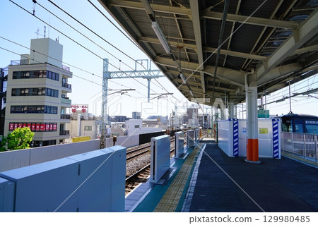Tobu Skytree Line Yatsuka Station platform Tobu Skytree Line Yatsuka Station platform 129980485