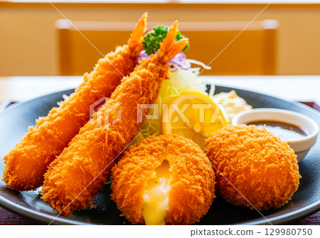 美味的炸蝦菜 129980750
