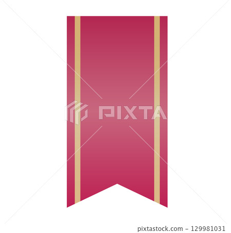 美麗的紅色和金色漸變絲帶橫幅插圖 129981031