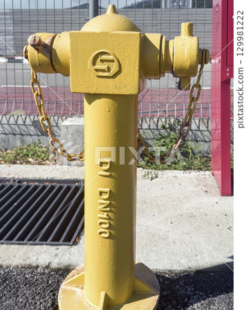 Yellow fire hydrant near the roadside in Penang, Malaysia showcasing practical utility and safety measures 129981222