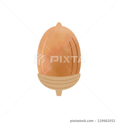 水彩風格橡實秋季插畫棕色 129982052