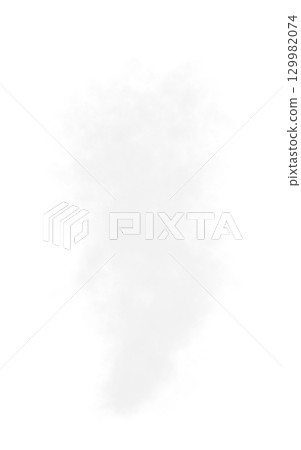 Dense white steam or smoke cloud isolated on transparent background realistic heavy vapor or pollution texture effect 129982074