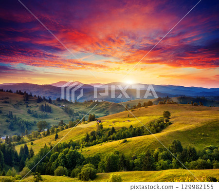 sunny mountain landscape 129982155