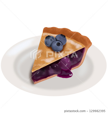 Blueberry pie topped with blueberries 129982395