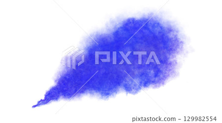 Blue smoke cloud isolated on transparent background for use in design, digital art, advertising, or abstract visual effects 129982554