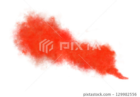 Red smoke cloud isolated on transparent background for use in design, digital art, advertising, or abstract visual effects 129982556