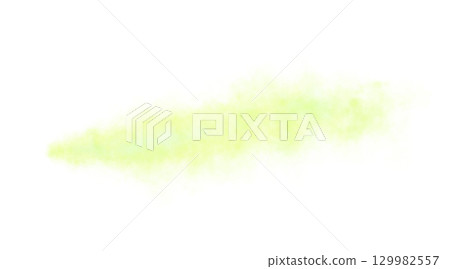 Thick green exhaust smoke cloud trail isolated from aircraft or vehicle with combustion engine 129982557