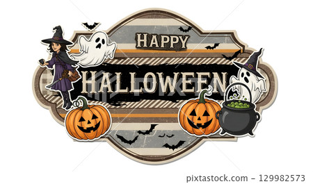 zombie with halloween pumpkin 129982573