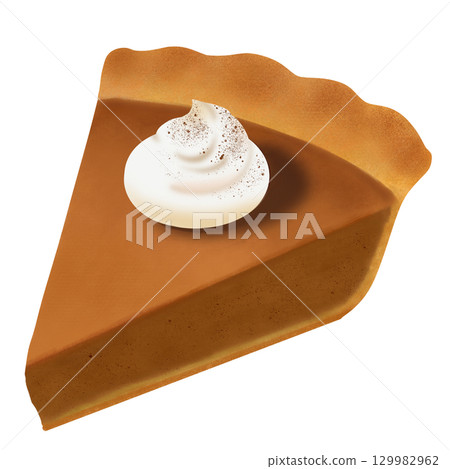 Pumpkin pie topped with cream Pumpkin pie topped with cream 129982962