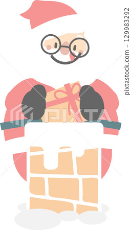 merry christmas and happy new year with cute santa claus character set, flat jpg illustration cartoon character costume design 129983292