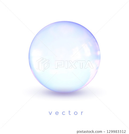 Glass ball vector .Blue Crystal Magic Ball .Realistic balloon for labels, advertising . 129983312