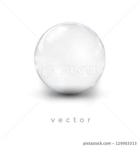 Glass vector ball. Crystal Magic Ball .Realistic balloon for labels, advertising . 129983313