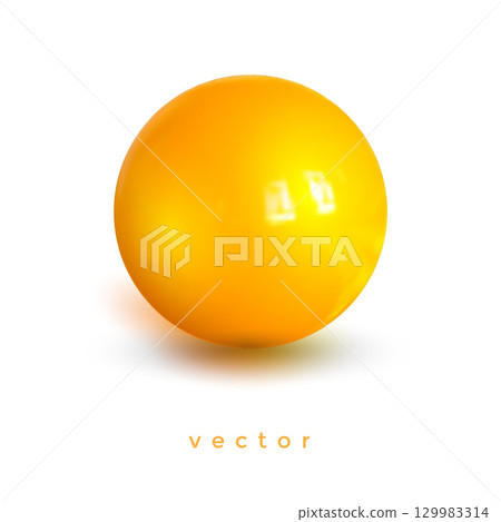 Yellow realistic ball vector .Isolated sphere for advertising and lettering. 129983314
