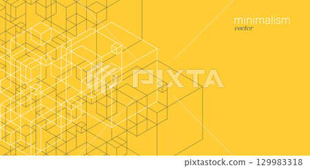 Background from cubes and lines. Linear geometric drawing.Abstraction,Vector illustration. Background from cubes and lines. Linear geometric drawing.Abstraction,Vector illustration. 129983318
