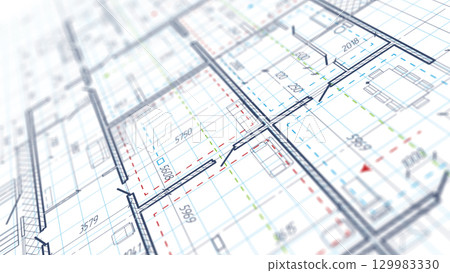 Architectural plan .House plan project .Engineering design .Industrial construction of houses .illustration. 129983330