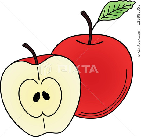 Realistic Colorful Apple Vector Illustration (Style 2) on White Background Realistic Colorful Apple Vector Illustration (Style 2) on White Background 129983353