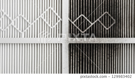 Abstract geometric pattern with diagonal lines on corrugated surface 129983402