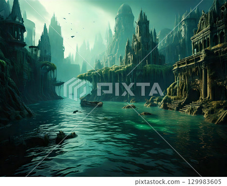 一座古城的沉沒遺址 129983605