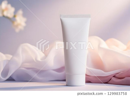 Cosmetics container on a minimalist background. 129983758