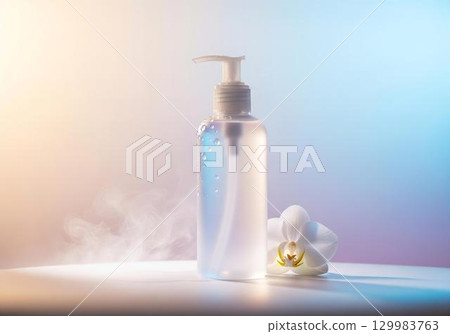 Cosmetics container on a minimalist background. Cosmetics container on a minimalist background. 129983763