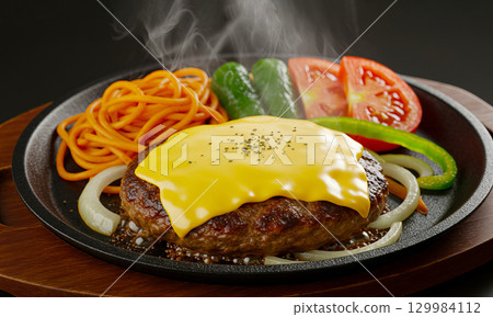 Delicious cheese and hamburger dishes 129984112